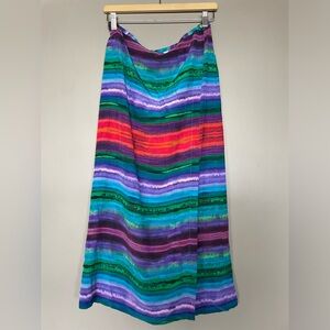 Chicos Vibrant Multi-Color Striped Maxi Skirt